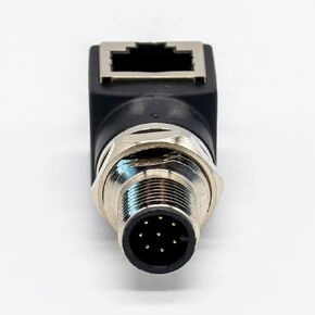 M12 Connector 8 Pin Male A Code to Right Angled RJ45 Female Adapter Bulkhead Waterproof IP67 for Industrial Ethernet