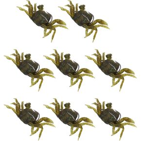 Artificial Crab Lures, 8Pcs Artificial Crab Bait 13cm 33.5g Simulation Crab Soft Lure Fishing Bait with Hooks for Freshwater Saltwater (Green Brown) Crab Bait