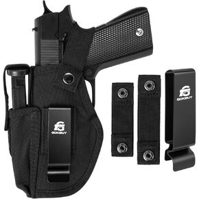 حافظة مسدس مع جيب مجلة للمسدسات 9 مم 380 45ACP Glock 17 19 26 27 42 43، حامل مسدس يدوي مدمج صغير الحجم IWB/OWB يناسب S&W M&P SIG، أسود
