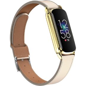 Compatible with Fitbit Luxe Band, Slim Leather Strap Adjustable Wristband Replacement Band for Fitbit Luxe Smart Watch for Women Men