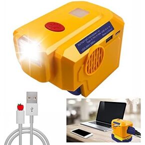 200W Power Inverter for dewalt Battery，Portable Inverter DC 20V to AC 110V，Newly Power Station with Type-C Fast Charging & LED Work Light & 5.9' USB Cable (Battery not Included)