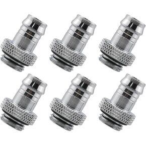 Dracaena 6 Pack of G1/4" thread to 3/8" Barb Fitting for Soft Tubing, PC Water Cooling System Soft Tube Connectors, Silver