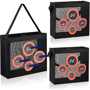 3 Pcs Portable Target Toy Storage Mesh Bag Black Shooting Target Pouch Storage Target Bag for Indoors Outdoors Handles Hooks