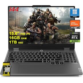 Lenovo LOQ Gaming Laptop 15.6" FHD IPS 144Hz AMD Zen4 Octa-core Ryzen 7 8845HS (Beat i7-12700H) 16GB RAM 1TB SSD GeForce RTX 4060 8GB Graphic Backlit Nahimic Rapid Charge Pro Win11 Grey + HDMI Cable