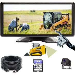 Skid Steer 10.36 Inch Monitor Touchable Screen 128GB Large Audio 1080P Image Backup Camera Built-in DVR Video for RV Truck Trailer Rear Front Reversing Wired Waterproof System D101