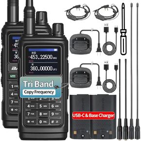 BAOFENG Ham Radio UV-17R Long Range Handheld Radio Tri Band NOAA Weather Receiver 999 Channels Copy Frequency Two Way Radio USB C Charger Walkie Talkie Full Kit with High Gain Antenna,2 Pack