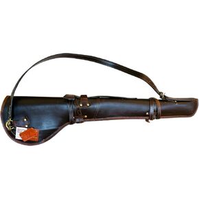 Western hardwax Leather Rifle Cover | Shotgun cover with adjustable Shoulder strap | Brushed Antique Fittings |