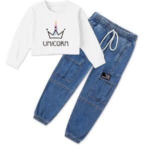 SANGTREE Girls 2 Piece Outfits Cute Fall Clothing Sets, 4 Years -14 Years