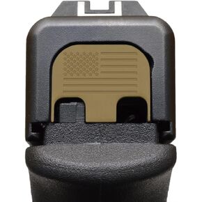 Milspin Slide Back Plate Compatible with Glock Gen 1-5 | American Flag | Veteran Made in USA I CNC Milled (Coyote (on Stainless Steel), Models G17-G41, G45)