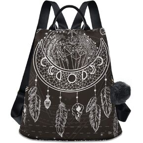 ALAZA Water Fire Moon Dreamcatcher Flowers Crystals Stars Arrows Feathers Backpack with Keychain for Woman Ladies
