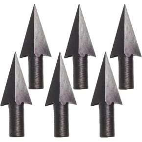 AMEYXGS 6/12pcs 8mm Diameter Metal Traditional Broadheads Archery Glue on Arrowheads for Wooden Bamboo Arrows