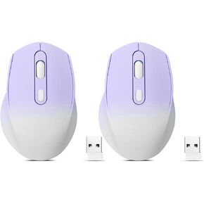 2 Pack Wireless Gradient Color Bluetooth Mouse,Dual Mode Rechargeable Silent Slim Laptop Mouse,Portable(BT5.2+USB Receiver) Computer Mice,for Laptop,Desktop,ipad Tablet,Phone,Mac (Gradient Purple)