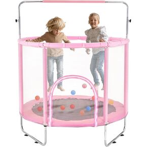 VEVOR 5FT Trampoline for Kids, 60" Indoor Outdoor Trampoline with Safety Enclosure Net, Basketball Hoop and Ocean Balls, Mini Toddler Recreational Trampoline Birthday Gifts for 3+ Years Kids