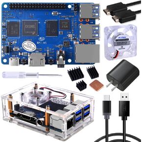 GeeekPi Banana Pi BPI-M5 Amlogic S905X3 Single Board Computer with Banana Pi m5 Case,Power Supply,Cooling Fan and Heatsinks for AIOT Support Android Debian Raspbian Armbian