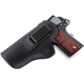 1911 Leather Holster, Inside The Waist Band IWB Holsters, Fits Most 1911 Style Handguns Sig Sauer Springfield Armory Kimber Colt Smith and Wesson S&W Remington Taurus 1911 Pistols Series