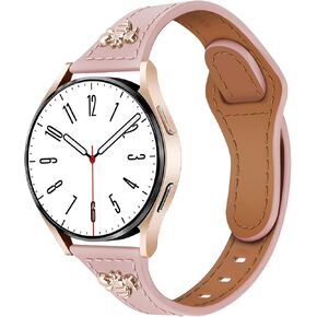 Newlibery Slim Leather Band with Charms Compatible with Samsung Galaxy Watch 7/6/5/4/FE/Active2 40mm 44mm/6 Classic 43mm 47mm/5 Pro 45mm/4 Classic 46mm 42mm,Top Genuine Dressy Leather Strap 20mm Women in Saudi Arabia