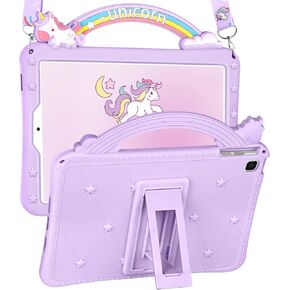 for Samsung Galaxy Tab A7 Lite Case 8.7 Inch Girls Cute Girly Cartoon Kawaii Pretty Purple Design Cover with Stand & Strap Unique Women Silicone Funda for Samsung Table A7 Lite Cases 2021