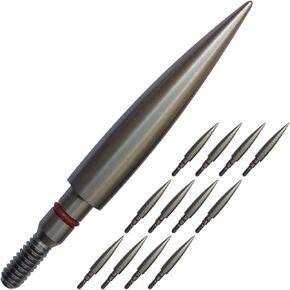 Stainless Steel Archery Field Points,9/32″ 19/64″ 5/16″ 11/32″ Diameter 100/125/150/175/200/250/300 Grains,Screw in Archery Field Tips(1 Dozen 12PCS)