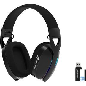 ATTACK SHARK L90 RGB Wireless Gaming Headset for PS4/PS5/PC/Xbox,Triple Modes,Foldable Headphone with Detachable Mic,Bluetooth/2.4G/Wired,Lightweight,Customize via Software - Black