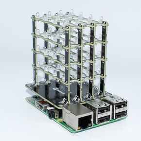 sb PiCube 4x4x4 LED Cube for Raspberry Pi 3,2, Zero and A+ Assembled (RED)