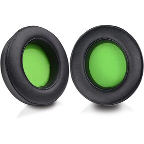 MOLGRIA Protein Leather Ear Pads Cushion, Replacement Oval Earpads for Razer Kraken Pro V2 Gaming Headset (Green Lining)