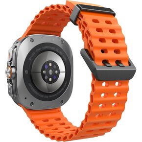 TiMOVO Ocean Silicone Sport Band for Samsung Galaxy Watch 7 Ultra band 47mm, Breathable Soft Waterproof Watch Band for Galaxy Watch Ultra bands,Black