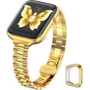 Women Metal Bands Compatible with Apple Watch Band 38mm 40mm 41mm 42mm 44mm 45mm 49mm,Stainless Steel Chain Adjustable Band for iWatch Bands Series 9 8 7 6 5 4 3 2 1 SE
