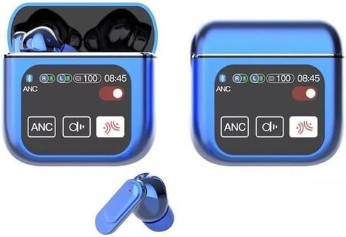 Touch Screen Earbuds, Wireless Earbuds Smart Screen, Active Noise Cancelling Earbuds, TWS Bluetooth Earbuds Sports Waterproof Headphones (Blue) in Saudi Arabia