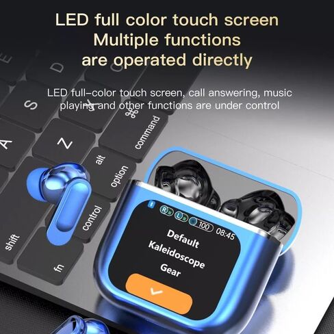 Touch Screen Earbuds, Wireless Earbuds Smart Screen, Active Noise Cancelling Earbuds, TWS Bluetooth Earbuds Sports Waterproof Headphones (Blue) in Saudi Arabia