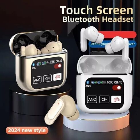 Touch Screen Earbuds, Wireless Earbuds Smart Screen, Active Noise Cancelling Earbuds, TWS Bluetooth Earbuds Sports Waterproof Headphones (Blue) in Saudi Arabia