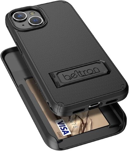 مجموعة حافظة BELTRON لهاتف iPhone 15 Pro Max، حافظة نحيفة واقية لكامل الجسم ومشبك حزام دوار 3 في 1 مع مسند/حامل بطاقات متوافق مع Apple iPhone 15 Pro Max (2023) in Kuwait