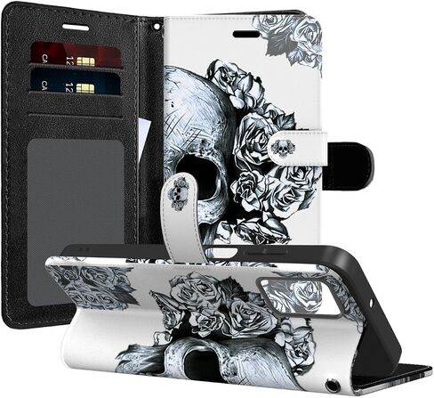 for Motorola G 5G 2024 Case/Motorola G Play 5G 2024 Case, Moto G Play 5G 2024 Case Wallet with Card Holder Slots Wrist Strap, Moto G 5G 2024 Case Flip Folio Skull Leather Phone Case in Saudi Arabia