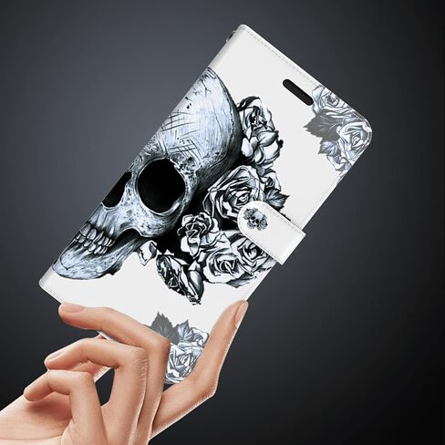 for Motorola G 5G 2024 Case/Motorola G Play 5G 2024 Case, Moto G Play 5G 2024 Case Wallet with Card Holder Slots Wrist Strap, Moto G 5G 2024 Case Flip Folio Skull Leather Phone Case in Saudi Arabia