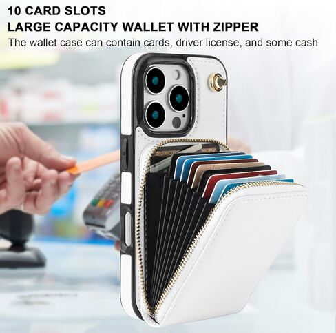 KIHUWEY Crossbody Wallet Case for iPhone 16 Pro, Zipper Pocket Case with Card Holder, PU Leather RFID Blocking Protective Cover Case with Kickstand Detachable Wrist Strap Lanyard 6.3" (Brown) in Kuwait