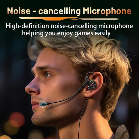 QJF-G59 in-Ear Gaming Headphones with Microphone, 3.5mm Interface, Wired Gaming Noise-Cancelling Earbuds, Suitable for mobilephones, laptops, Switch, Xbox One, PC, PS4/5 and Other Devices in Saudi Arabia