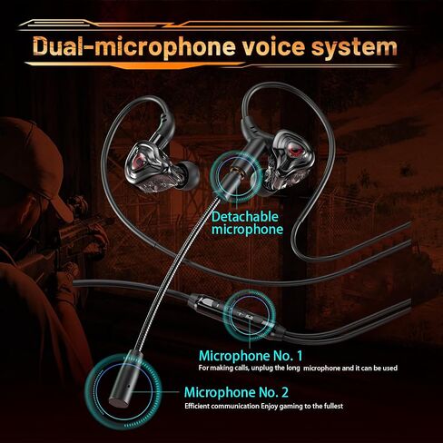 QJF-G59 in-Ear Gaming Headphones with Microphone, 3.5mm Interface, Wired Gaming Noise-Cancelling Earbuds, Suitable for mobilephones, laptops, Switch, Xbox One, PC, PS4/5 and Other Devices in Saudi Arabia