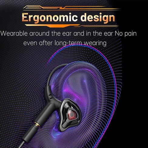 QJF-G59 in-Ear Gaming Headphones with Microphone, 3.5mm Interface, Wired Gaming Noise-Cancelling Earbuds, Suitable for mobilephones, laptops, Switch, Xbox One, PC, PS4/5 and Other Devices in Saudi Arabia