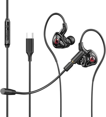 QJF-G59 in-Ear Gaming Headphones with Microphone, 3.5mm Interface, Wired Gaming Noise-Cancelling Earbuds, Suitable for mobilephones, laptops, Switch, Xbox One, PC, PS4/5 and Other Devices in Saudi Arabia