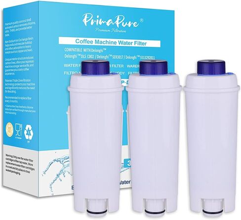 4-Pack PrimaPure Coffee Espresso Machine Water Filter Replacement For DeLonghi DLSC002, DLS C002, SER3017, 5513292811, ESAM, ECAM, ETAM Series in Kuwait