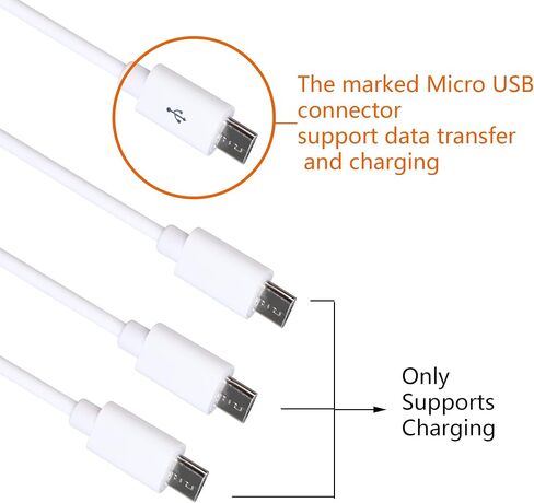 CERRXIAN كابل شحن Y متعدد USB 4 في 1 بطول 0.5 متر، USB 2.0 ذكر A إلى 4 كابل شحن ومزامنة بيانات Micro USB ذكر (أبيض) (4 ميكرو) in Saudi Arabia