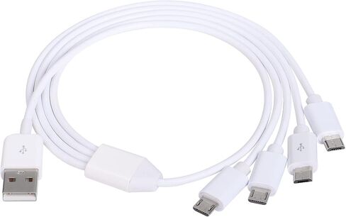 CERRXIAN كابل شحن Y متعدد USB 4 في 1 بطول 0.5 متر، USB 2.0 ذكر A إلى 4 كابل شحن ومزامنة بيانات Micro USB ذكر (أبيض) (4 ميكرو) in Saudi Arabia