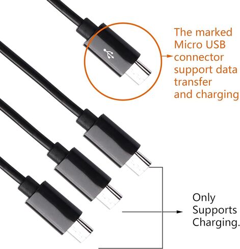 CERRXIAN 0.5m 4 in 1 Multi Micro USB Charging Y Cable, USB 2.0 A Male to 4 Micro USB Male Splitter Data Sync & Charging Cable(White)(4micro) in Saudi Arabia