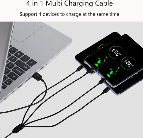 CERRXIAN 0.5m 4 in 1 Multi Micro USB Charging Y Cable, USB 2.0 A Male to 4 Micro USB Male Splitter Data Sync & Charging Cable(White)(4micro) in Saudi Arabia