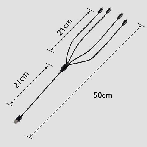 CERRXIAN 0.5m 4 in 1 Multi Micro USB Charging Y Cable, USB 2.0 A Male to 4 Micro USB Male Splitter Data Sync & Charging Cable(White)(4micro) in Saudi Arabia
