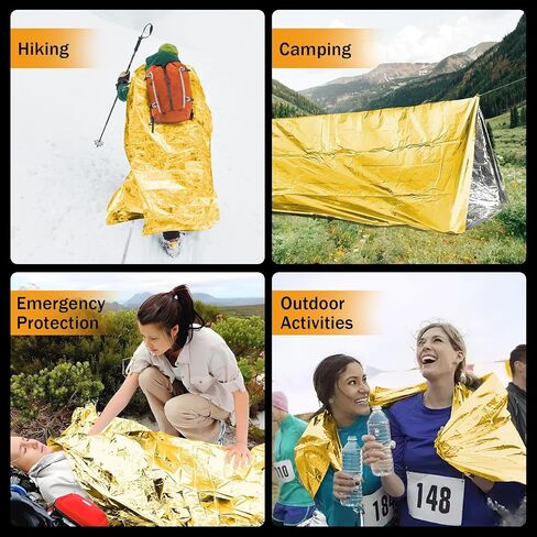 50PCS Emergency Blankets, 82x62inch Thermal Mylar Foil Blanket, Waterproof Space Blanket, Designed for NASA, Survival Rescue Blanket for Hiking, Camping, Bug Out Bag First Aid Kits,Golden in Saudi Arabia