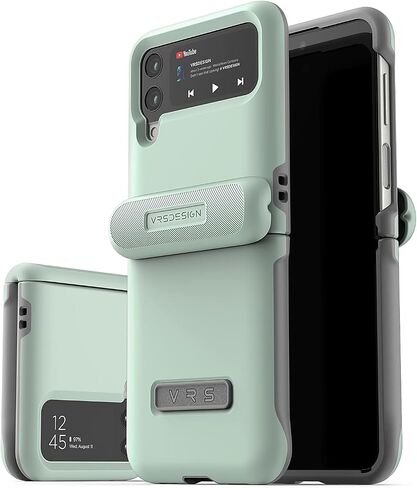 VRS DESIGN Terra Guard Modern Phone Case for Galaxy Z Flip 4 5G (2022), Premium Modern Neat Style Semi-Auto Hinge Protective Case (Marine Green) in Saudi Arabia