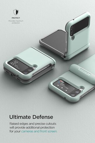 VRS DESIGN Terra Guard Modern Phone Case for Galaxy Z Flip 4 5G (2022), Premium Modern Neat Style Semi-Auto Hinge Protective Case (Marine Green) in Saudi Arabia