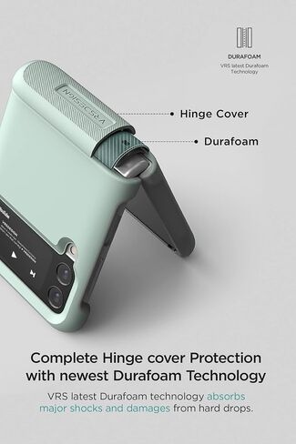 VRS DESIGN Terra Guard Modern Phone Case for Galaxy Z Flip 4 5G (2022), Premium Modern Neat Style Semi-Auto Hinge Protective Case (Marine Green) in Saudi Arabia