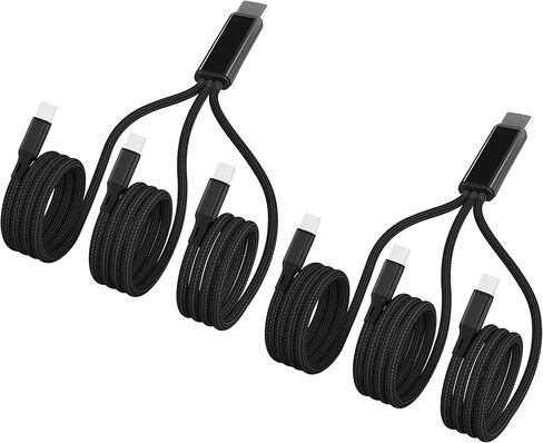 Multi USB C Cable 4FT 2Pack,3 in 1 Multiple Type C Charging,3A Splitter USB-C Charger,Nylon Cord,USB C to 3 USB C Port, Compatible with iPhone 15,iPad Pro/Air,Samsung S23,Google,Android,Kindle fire in Saudi Arabia