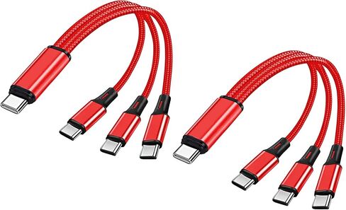 Multi USB C Cable 4FT 2Pack,3 in 1 Multiple Type C Charging,3A Splitter USB-C Charger,Nylon Cord,USB C to 3 USB C Port, Compatible with iPhone 15,iPad Pro/Air,Samsung S23,Google,Android,Kindle fire in Saudi Arabia